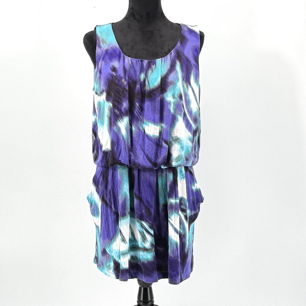 Alfani Wave Print Sleeveless Dress with Pockets Size L